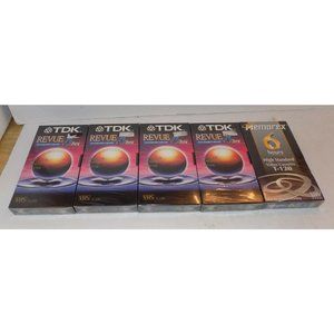 5 TDK Revue/Memorex T-120 6 Hour VHS Tapes Sealed Blank New